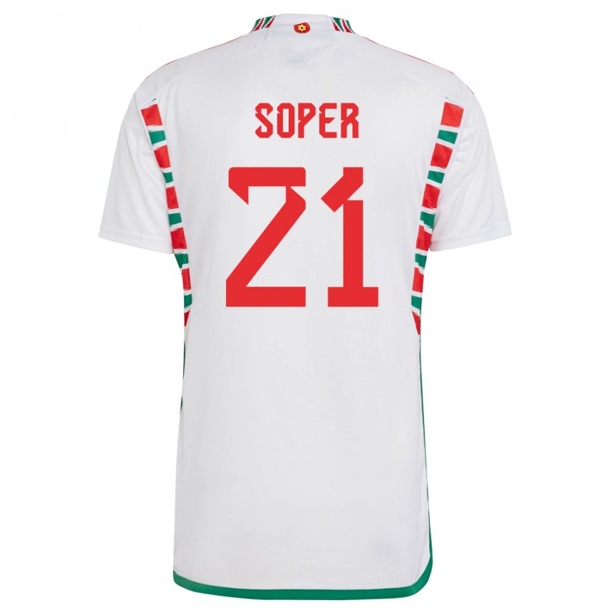 Damen Walisische Poppy Soper #21 Weiß Auswärtstrikot Trikot 22-24 T-shirt Österreich