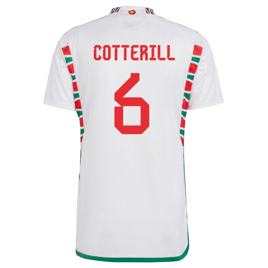 Damen Walisische Joel Cotterill #6 Weiß Auswärtstrikot Trikot 22-24 T-shirt Österreich