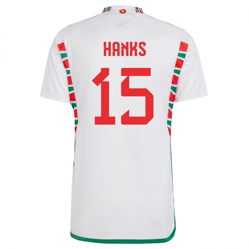 Damen Walisische Justin Hanks #15 Weiß Auswärtstrikot Trikot 22-24 T-shirt Österreich