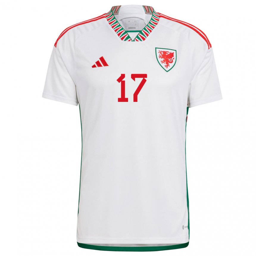 Damen Walisische Zac Bell #17 Weiß Auswärtstrikot Trikot 22-24 T-shirt Österreich
