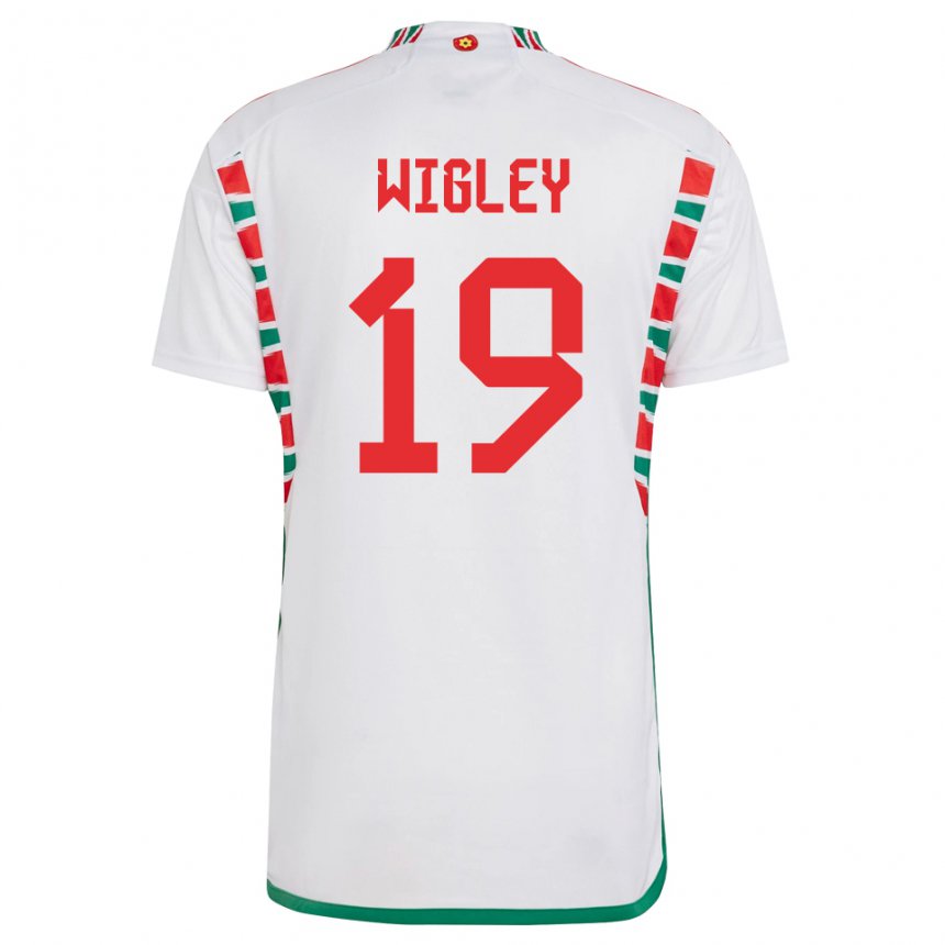 Damen Walisische Morgan Wigley #19 Weiß Auswärtstrikot Trikot 22-24 T-shirt Österreich
