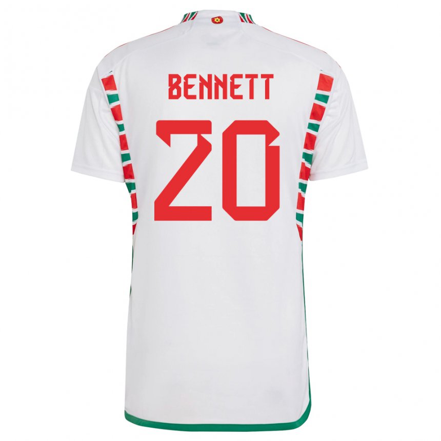 Damen Walisische Aaron Bennett #20 Weiß Auswärtstrikot Trikot 22-24 T-shirt Österreich
