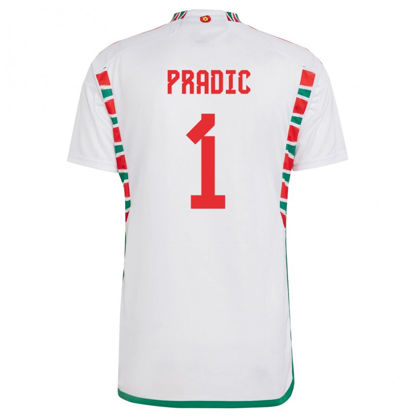 Damen Walisische James Pradic #1 Weiß Auswärtstrikot Trikot 22-24 T-shirt Österreich