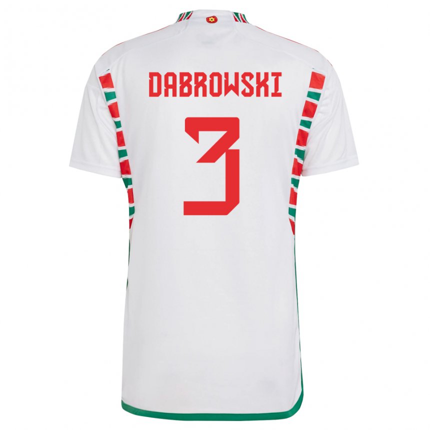 Damen Walisische Sebastian Dabrowski #3 Weiß Auswärtstrikot Trikot 22-24 T-shirt Österreich