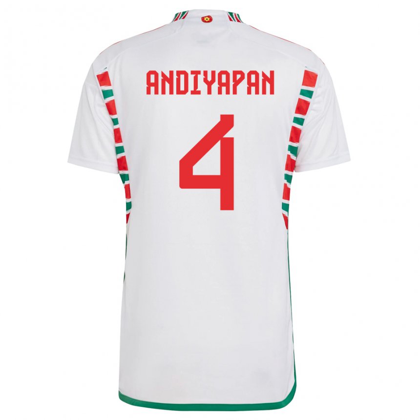 Damen Walisische William Andiyapan #4 Weiß Auswärtstrikot Trikot 22-24 T-shirt Österreich