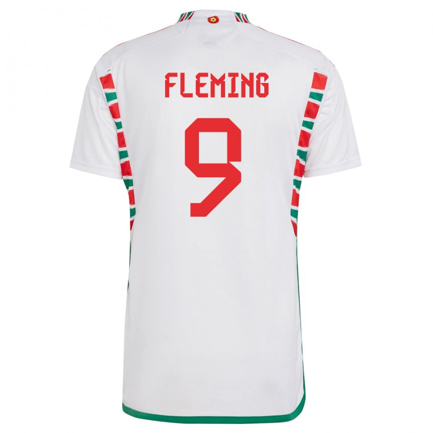 Damen Walisische Cole Fleming #9 Weiß Auswärtstrikot Trikot 22-24 T-shirt Österreich