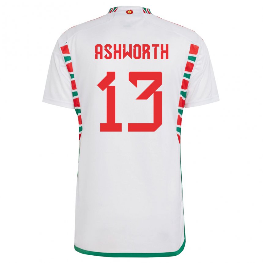 Damen Walisische Fin Ashworth #13 Weiß Auswärtstrikot Trikot 22-24 T-shirt Österreich