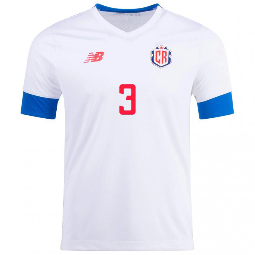 Damen Costa-ricanische Douglas Sequeira #3 Weiß Auswärtstrikot Trikot 22-24 T-shirt Österreich