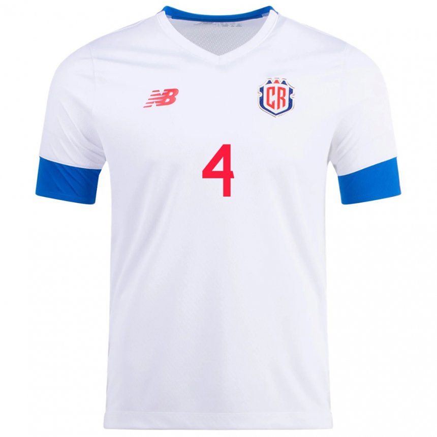 Damen Costa-ricanische Brandon Calderon #4 Weiß Auswärtstrikot Trikot 22-24 T-shirt Österreich