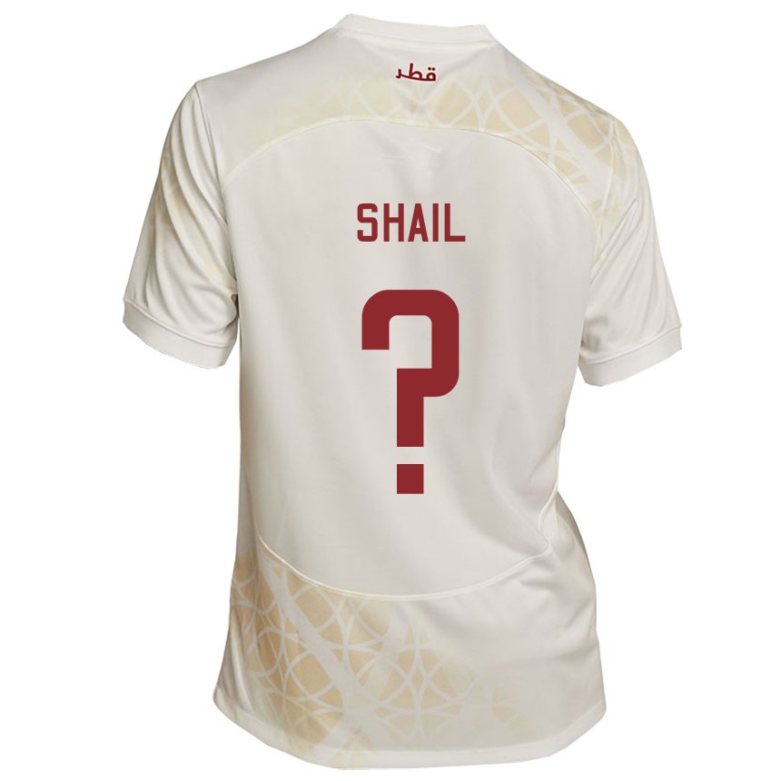 Damen Katarische Ahmad Shail #0 Goldbeige Auswärtstrikot Trikot 22-24 T-shirt Österreich
