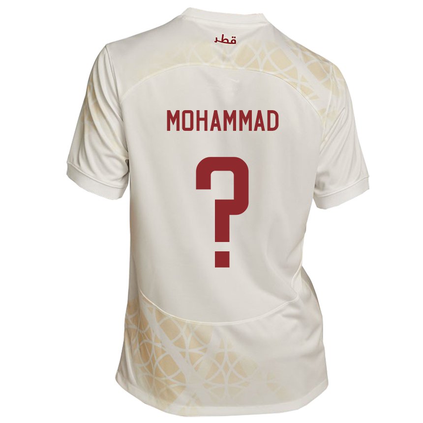 Damen Katarische Khaled Mohammad #0 Goldbeige Auswärtstrikot Trikot 22-24 T-shirt Österreich