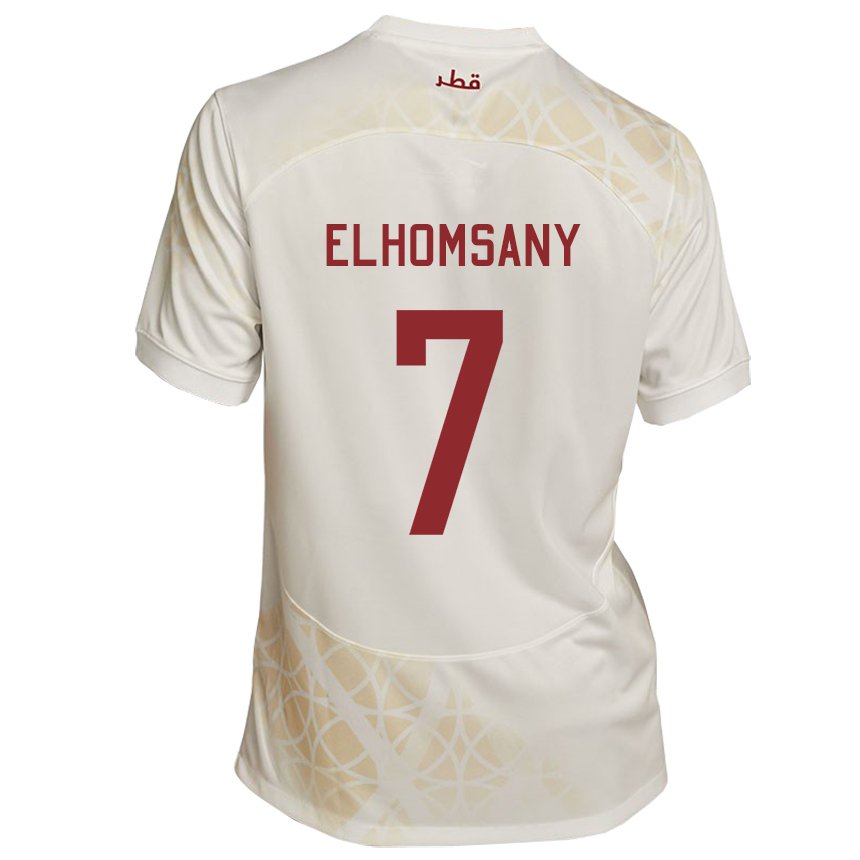 Damen Katarische Yasmeen Elhomsany #7 Goldbeige Auswärtstrikot Trikot 22-24 T-shirt Österreich
