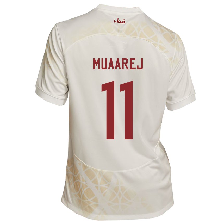 Damen Katarische Mooza Muaarej #11 Goldbeige Auswärtstrikot Trikot 22-24 T-shirt Österreich