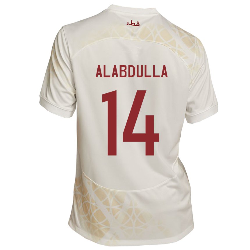 Damen Katarische Moudhi Alabdulla #14 Goldbeige Auswärtstrikot Trikot 22-24 T-shirt Österreich