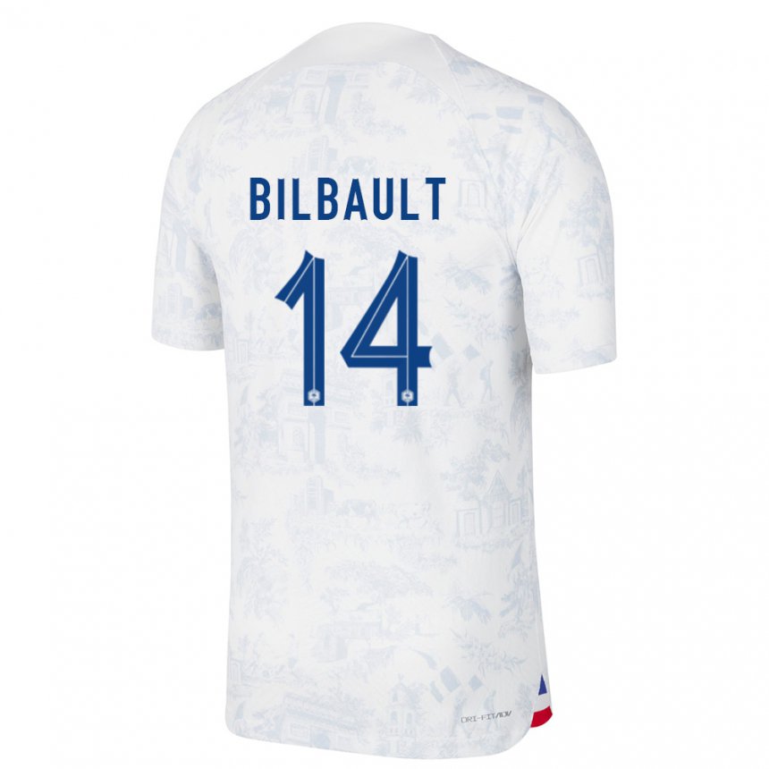Damen Französische Charlotte Bilbault #14 Weiß Blau Auswärtstrikot Trikot 22-24 T-shirt Österreich