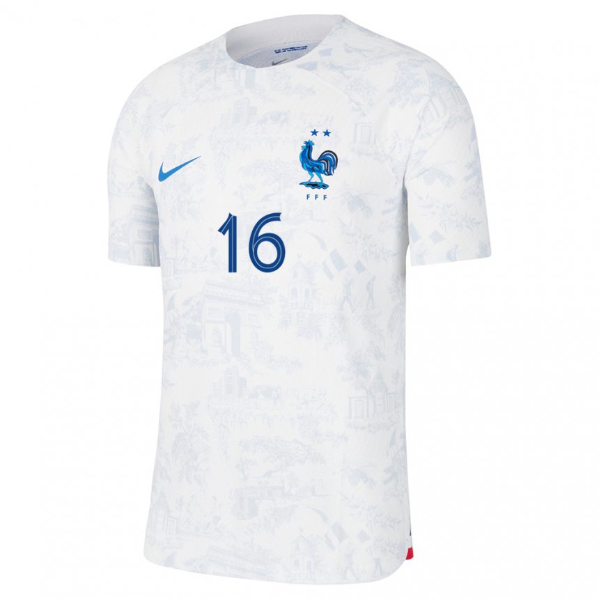 Damen Französische Justine Lerond #16 Weiß Blau Auswärtstrikot Trikot 22-24 T-shirt Österreich