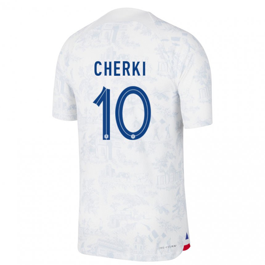 Damen Französische Rayan Cherki #10 Weiß Blau Auswärtstrikot Trikot 22-24 T-shirt Österreich