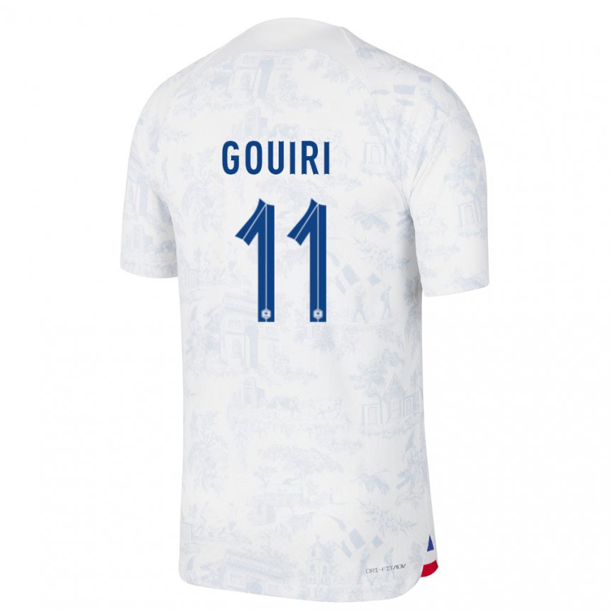 Damen Französische Amine Gouiri #11 Weiß Blau Auswärtstrikot Trikot 22-24 T-shirt Österreich