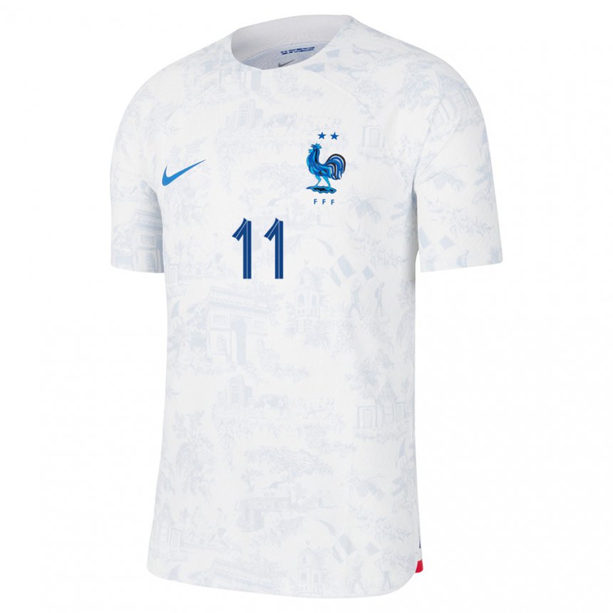 Damen Französische Amine Gouiri #11 Weiß Blau Auswärtstrikot Trikot 22-24 T-shirt Österreich