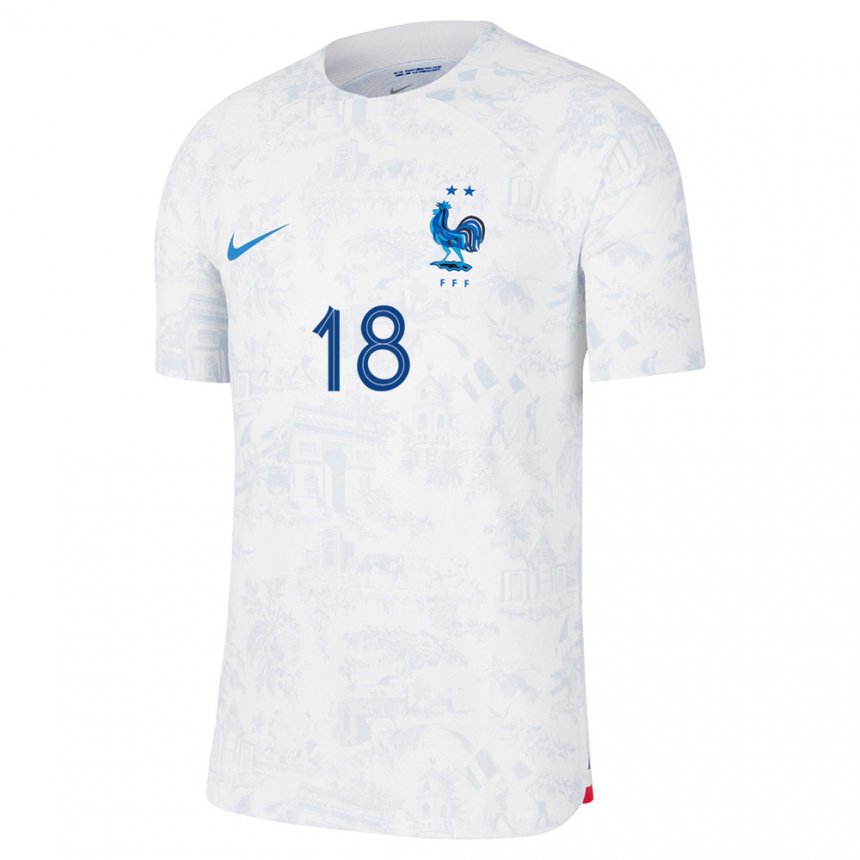 Damen Französische Georginio Rutter #18 Weiß Blau Auswärtstrikot Trikot 22-24 T-shirt Österreich