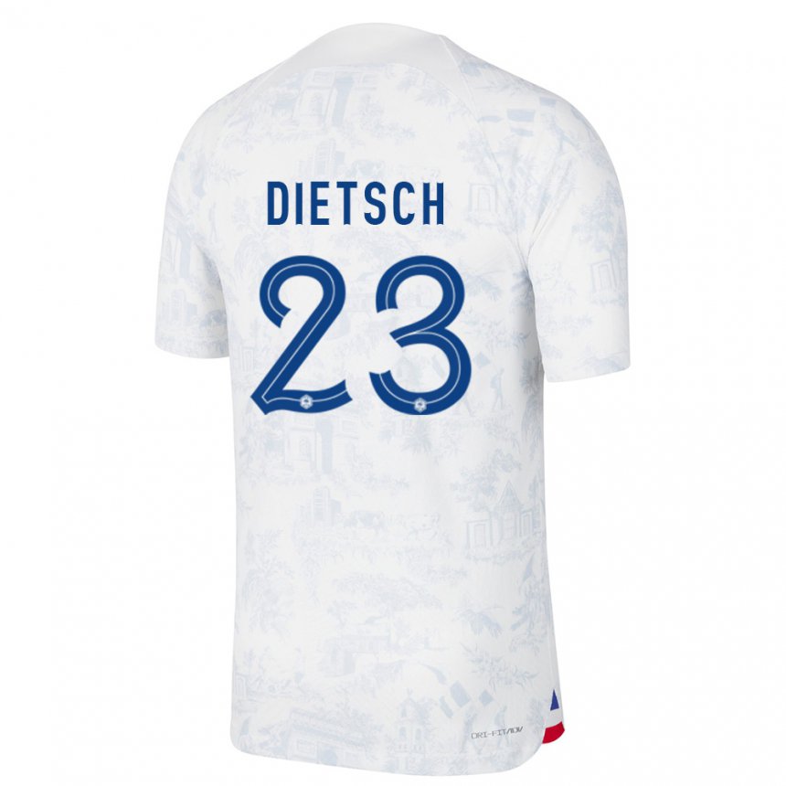 Damen Französische Guillaume Dietsch #23 Weiß Blau Auswärtstrikot Trikot 22-24 T-shirt Österreich
