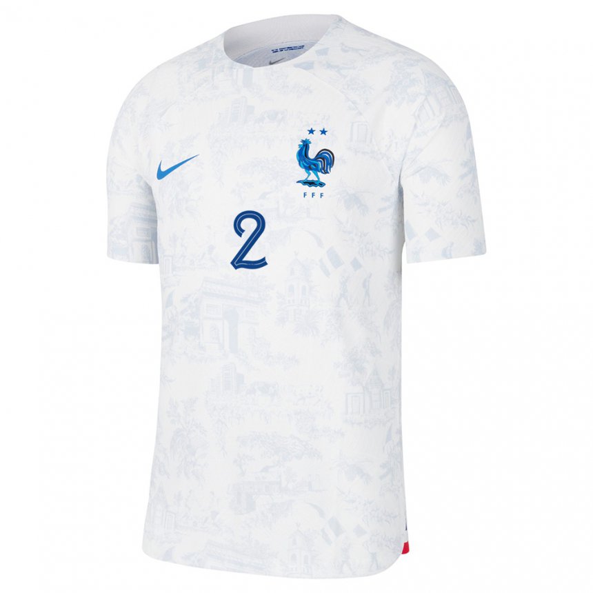 Damen Französische Tanguy Zoukrou #2 Weiß Blau Auswärtstrikot Trikot 22-24 T-shirt Österreich
