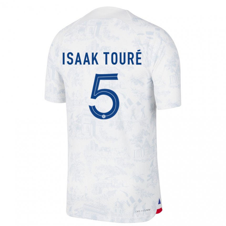 Damen Französische Souleymane Isaak Toure #5 Weiß Blau Auswärtstrikot Trikot 22-24 T-shirt Österreich