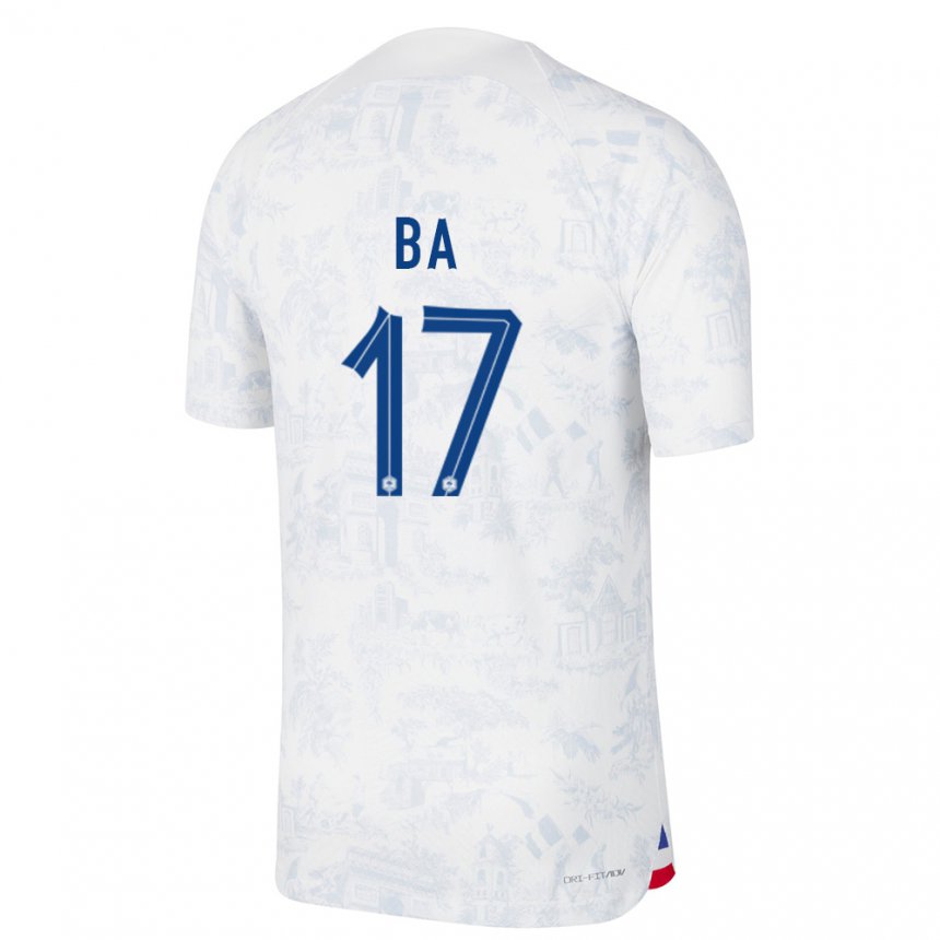 Damen Französische Abdoullah Ba #17 Weiß Blau Auswärtstrikot Trikot 22-24 T-shirt Österreich