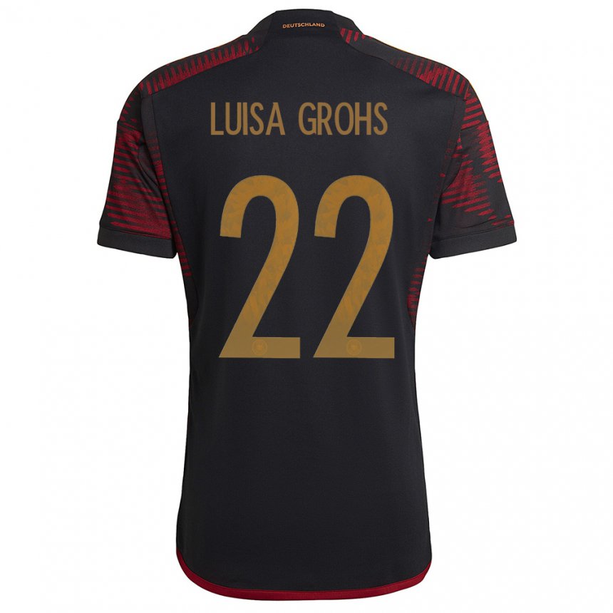 Damen Deutsche Maria Luisa Grohs #22 Schwarz Kastanienbraun Auswärtstrikot Trikot 22-24 T-shirt Österreich
