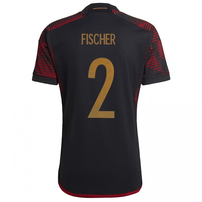 Damen Deutsche Kilian Fischer #2 Schwarz Kastanienbraun Auswärtstrikot Trikot 22-24 T-shirt Österreich