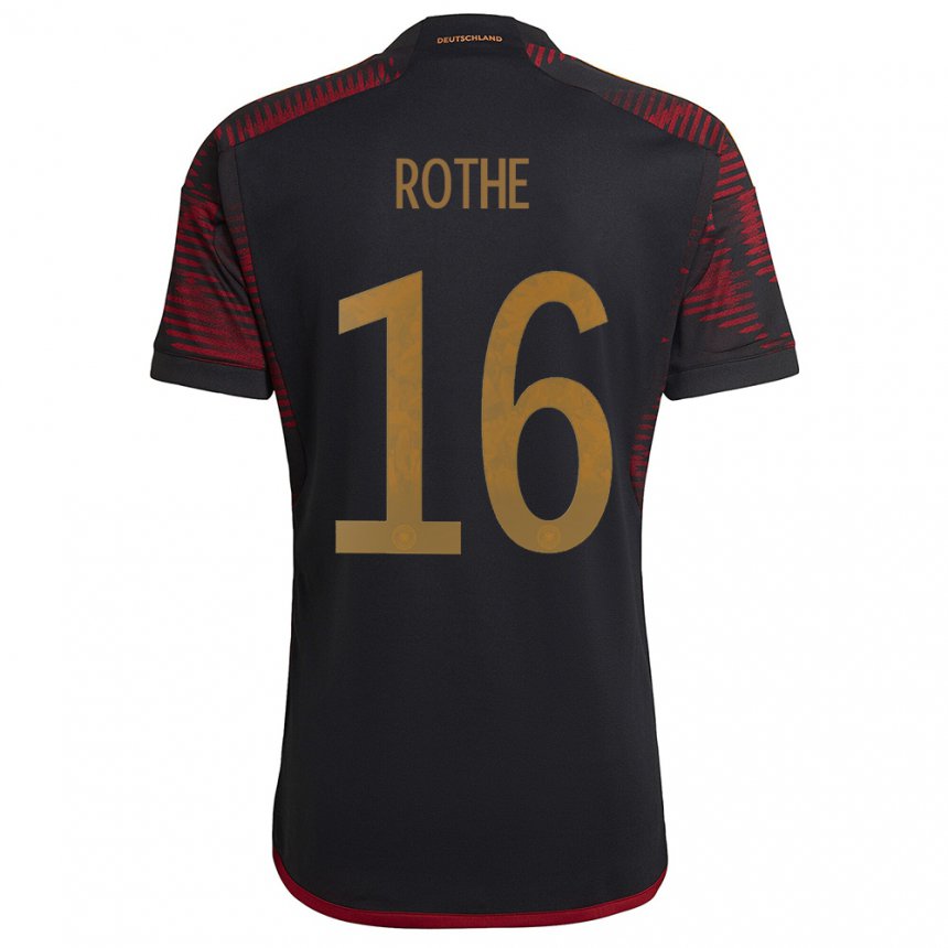 Damen Deutsche Tom Rothe #16 Schwarz Kastanienbraun Auswärtstrikot Trikot 22-24 T-shirt Österreich
