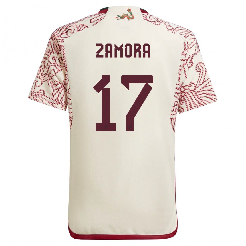 Damen Mexikanische Saul Zamora #17 Wunder Weiß Rot Auswärtstrikot Trikot 22-24 T-shirt Österreich