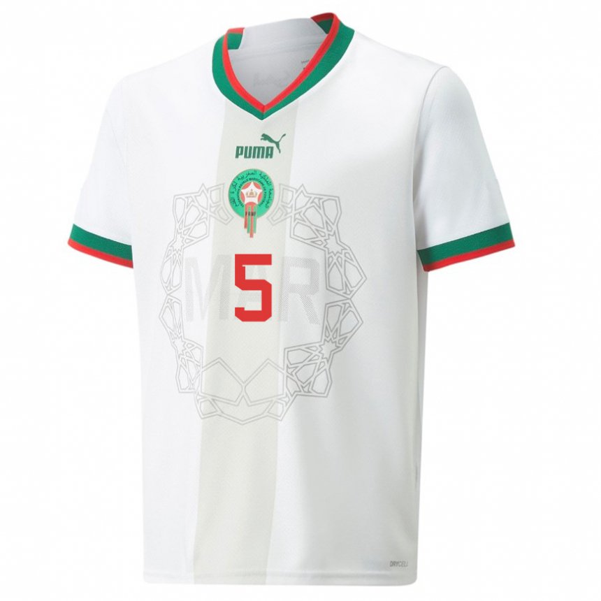 Damen Marokkanische Nesryne El Chad #5 Weiß Auswärtstrikot Trikot 22-24 T-shirt Österreich