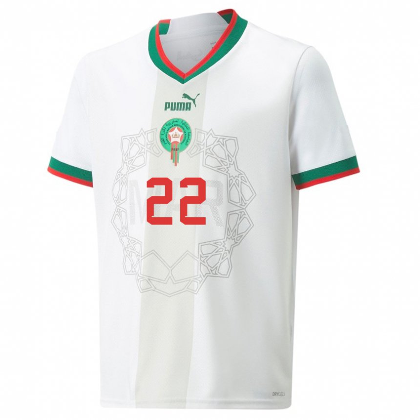 Damen Marokkanische Hind Hesnaoui #22 Weiß Auswärtstrikot Trikot 22-24 T-shirt Österreich