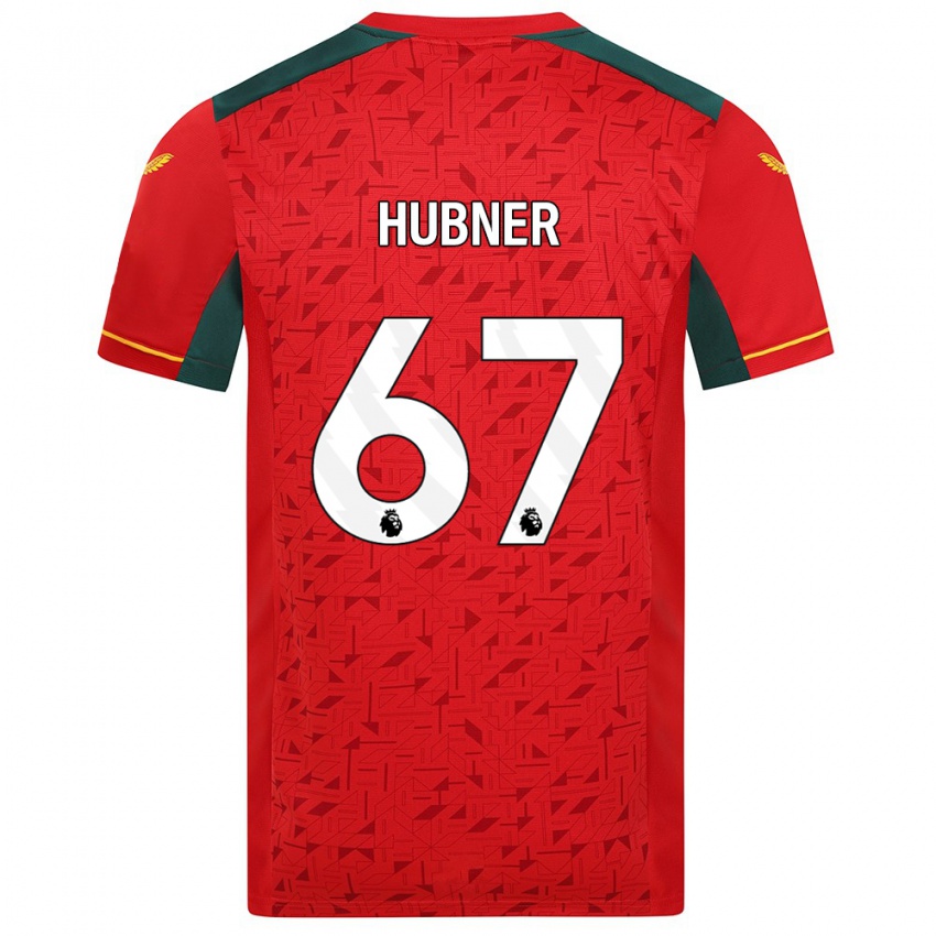 Kinder Justin Hubner #67 Rot Auswärtstrikot Trikot 2023/24 T-Shirt Österreich