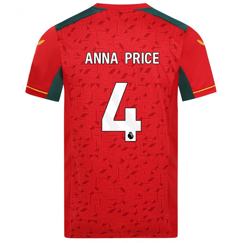 Kinder Anna Price #4 Rot Auswärtstrikot Trikot 2023/24 T-Shirt Österreich