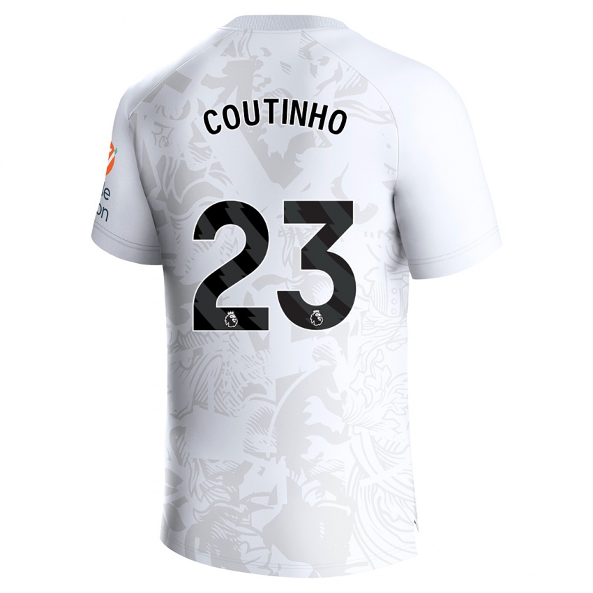 Kinder Philippe Coutinho #23 Weiß Auswärtstrikot Trikot 2023/24 T-Shirt Österreich