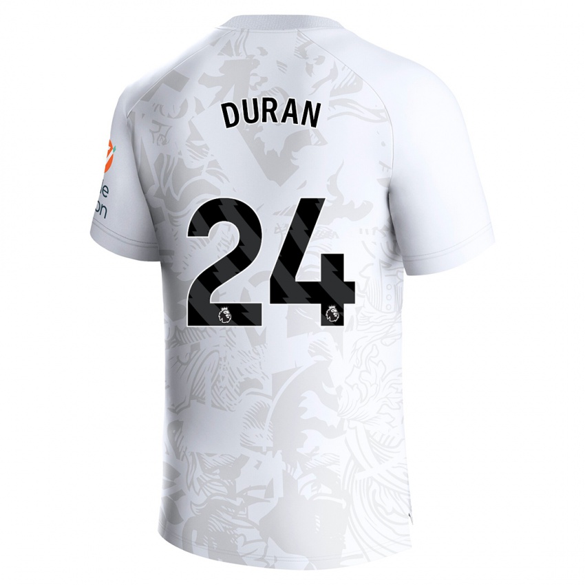 Kinder Jhon Durán #24 Weiß Auswärtstrikot Trikot 2023/24 T-Shirt Österreich