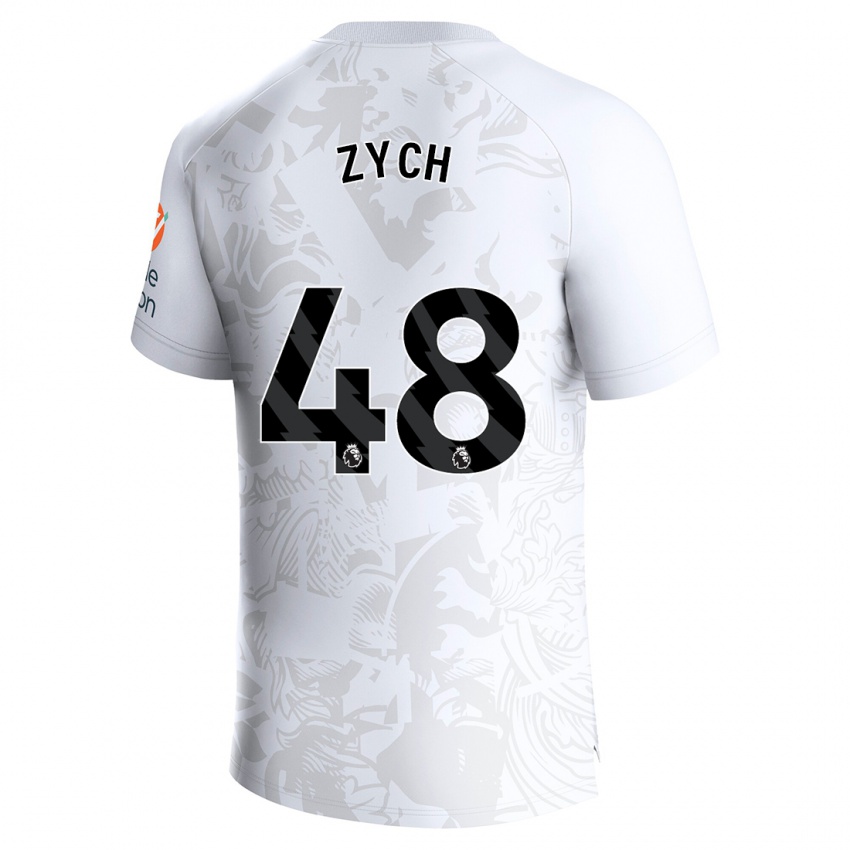 Kinder Oliwier Zych #48 Weiß Auswärtstrikot Trikot 2023/24 T-Shirt Österreich