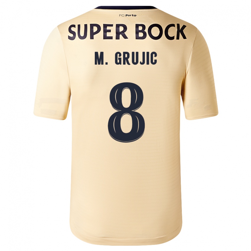Kinder Marko Grujic #8 Beige-Gold Auswärtstrikot Trikot 2023/24 T-Shirt Österreich