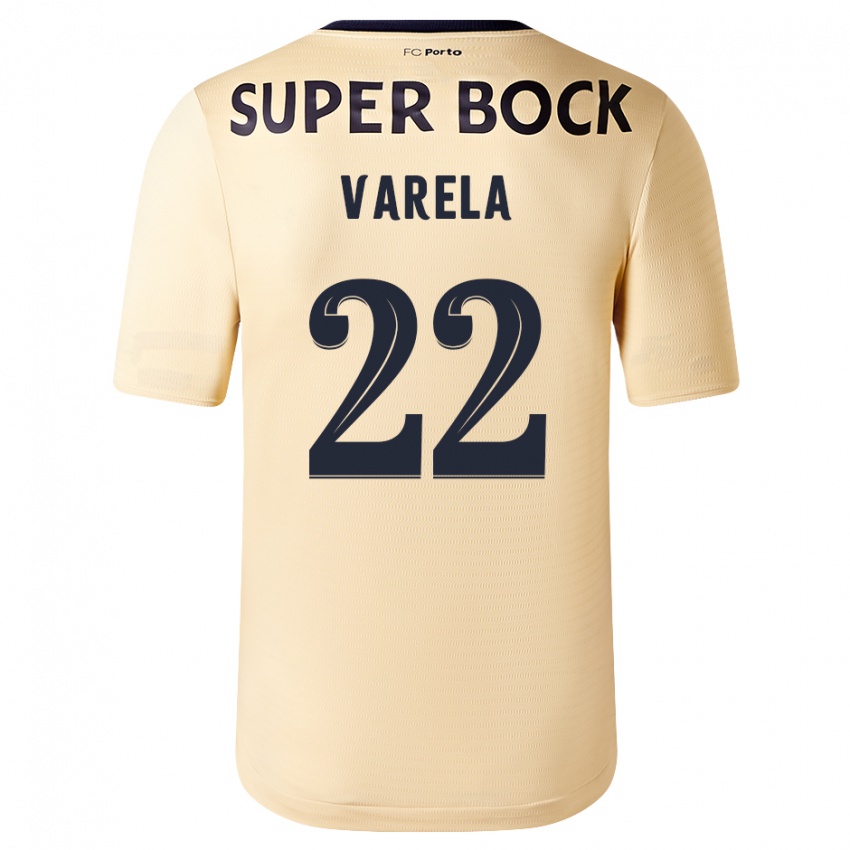 Kinder Alan Varela #22 Beige-Gold Auswärtstrikot Trikot 2023/24 T-Shirt Österreich