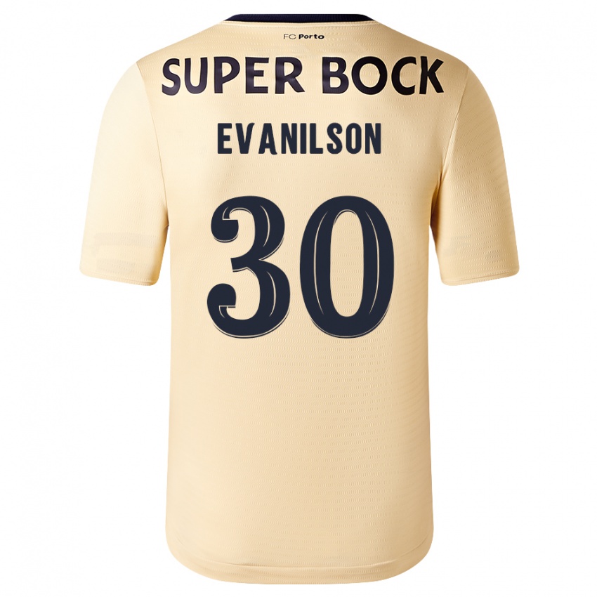 Kinder Evanilson #30 Beige-Gold Auswärtstrikot Trikot 2023/24 T-Shirt Österreich