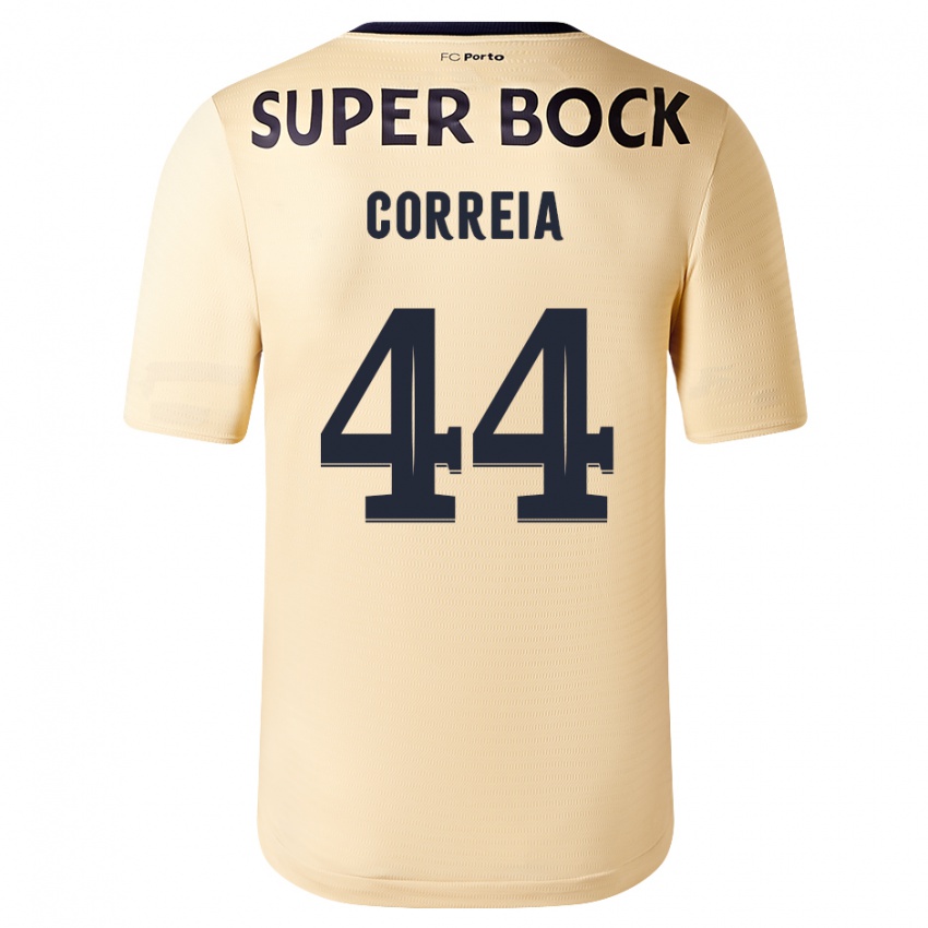 Kinder Romain Correia #44 Beige-Gold Auswärtstrikot Trikot 2023/24 T-Shirt Österreich