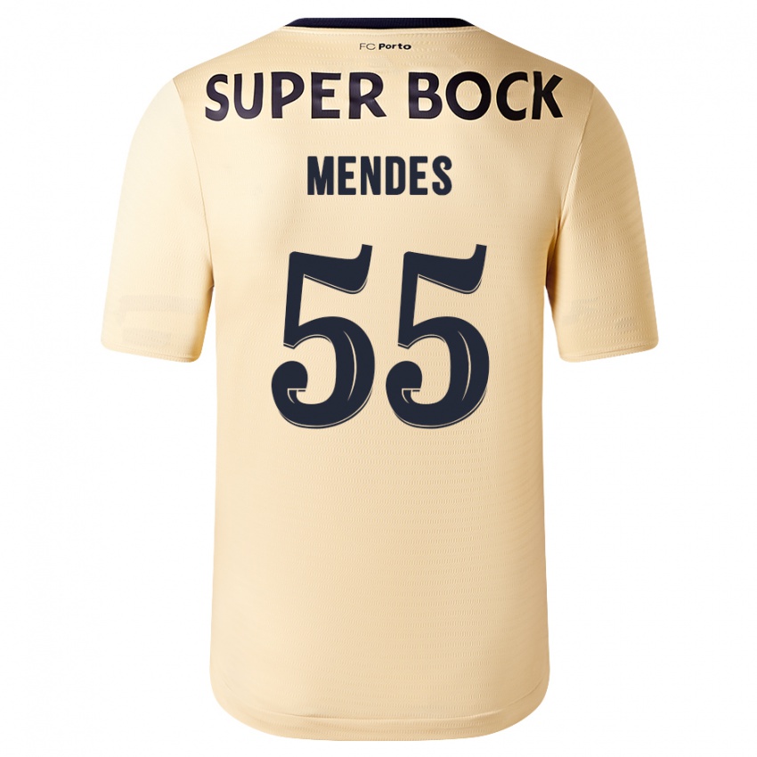 Kinder Joao Mendes #55 Beige-Gold Auswärtstrikot Trikot 2023/24 T-Shirt Österreich