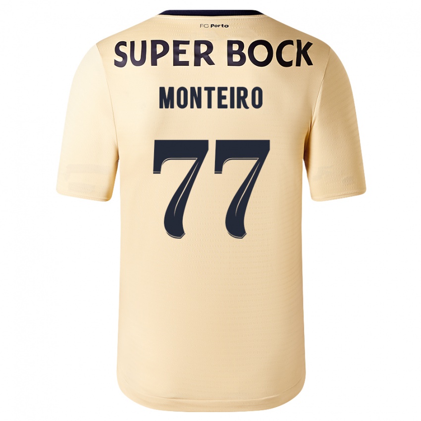 Kinder Rui Monteiro #77 Beige-Gold Auswärtstrikot Trikot 2023/24 T-Shirt Österreich