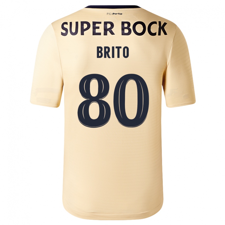 Kinder Luan Brito #80 Beige-Gold Auswärtstrikot Trikot 2023/24 T-Shirt Österreich