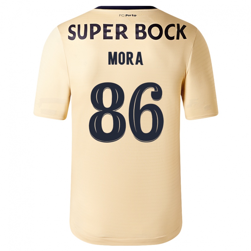 Kinder Rodrigo Mora #86 Beige-Gold Auswärtstrikot Trikot 2023/24 T-Shirt Österreich