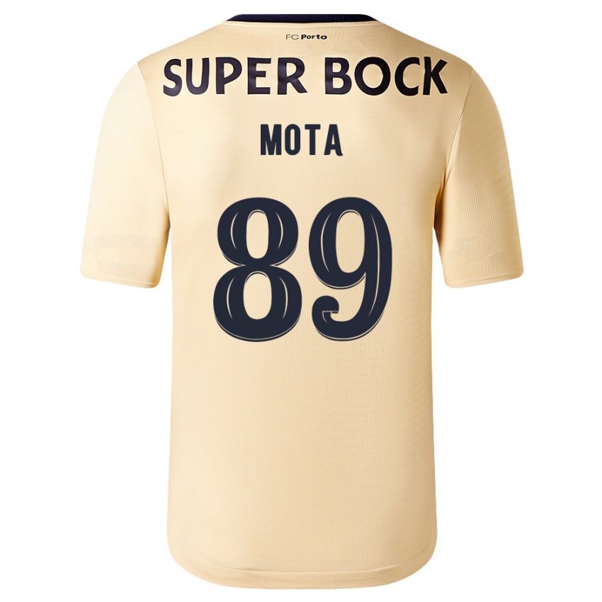 Kinder Luís Mota #89 Beige-Gold Auswärtstrikot Trikot 2023/24 T-Shirt Österreich
