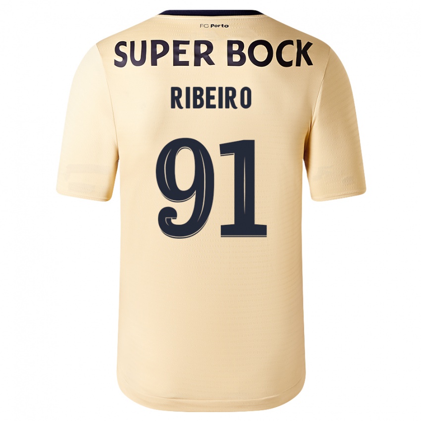 Kinder Gonçalo Ribeiro #91 Beige-Gold Auswärtstrikot Trikot 2023/24 T-Shirt Österreich