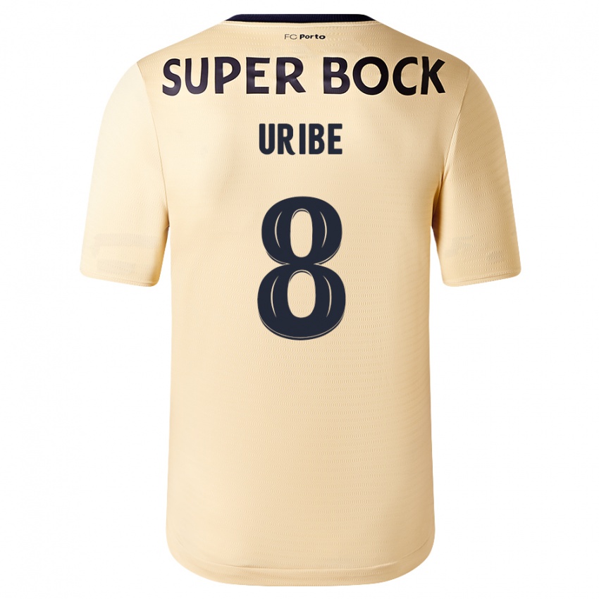 Kinder Mateus Uribe #8 Beige-Gold Auswärtstrikot Trikot 2023/24 T-Shirt Österreich
